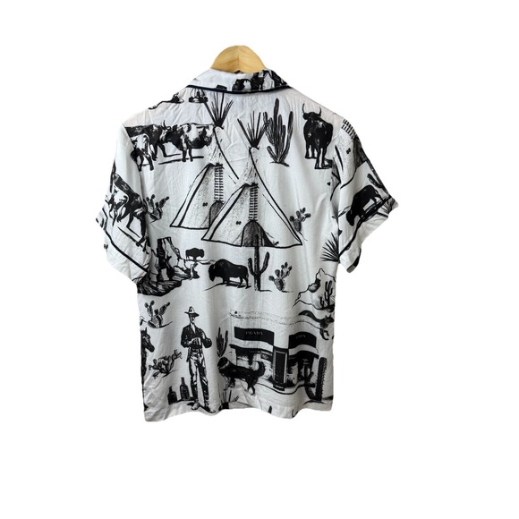 Katie Kime Marfa Texas Toile Pajama Pants Set White & Black Cowboy Western Sz S - Picture 3 of 12